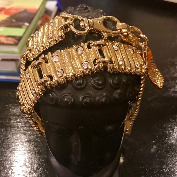 Accessories - Neiman Marcus gold link belt with silver gemstones